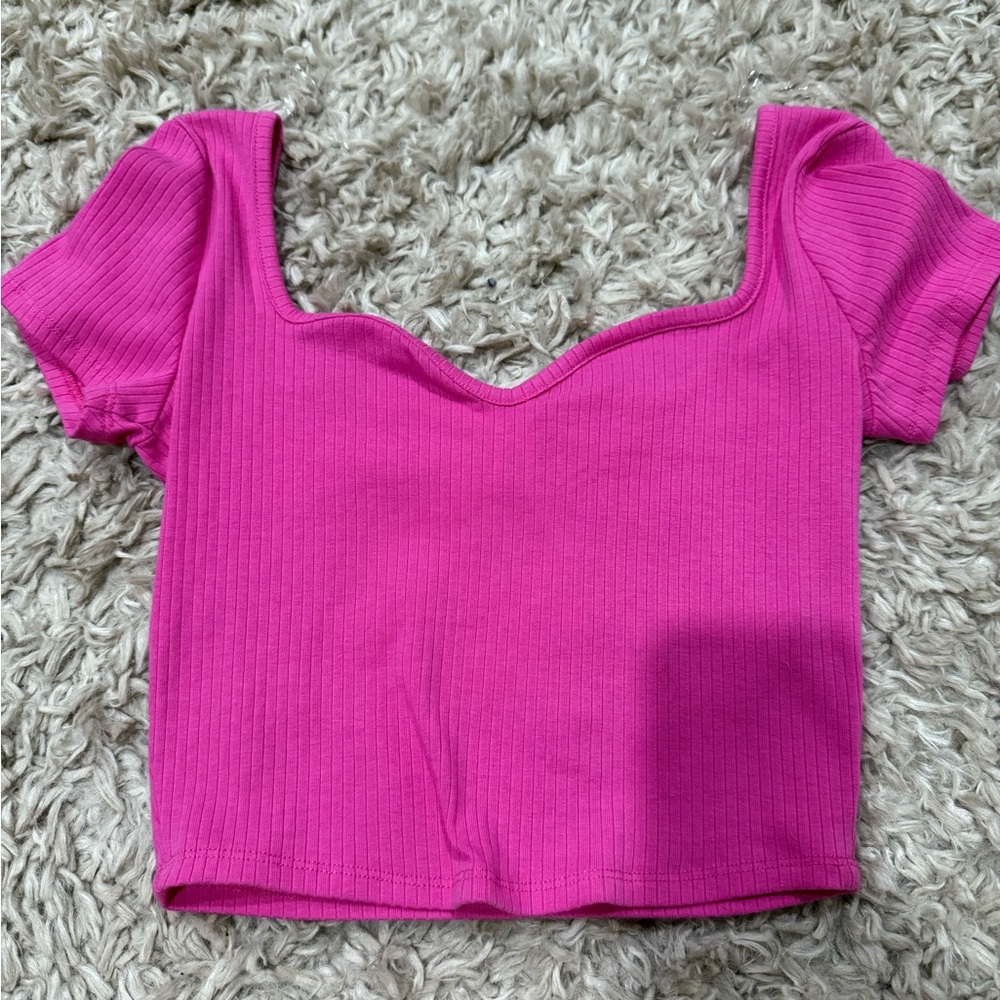 Pink and Tan Ribbed Crop Tops - Picture 2 of 3